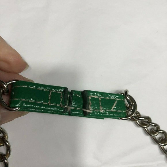 Target Green Faux Patent Leather Chain Strap Bi-fold Womens Wallet Clutch - Picture 10 of 12